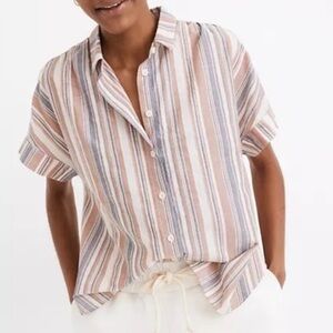 Madewell Multicolor Striped Linen Shirt size small hilltop